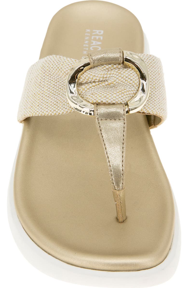 Reaction Kenneth Cole Tina Thong Sandal, Alternate, color, Soft Gold Canvas