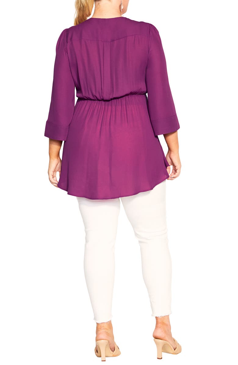 City Chic Shibara Vibes Asymmetric Faux Wrap Top, Alternate, color, Magenta
