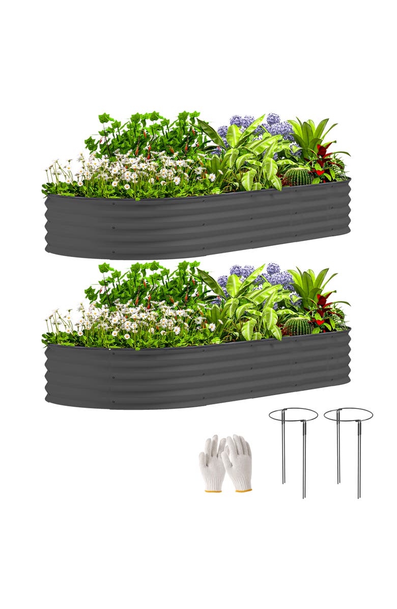 Outsunny Raised,Raised Beds for Gardening for Vegetables, Flowers Garden Bed, Main, color, Dark Gray