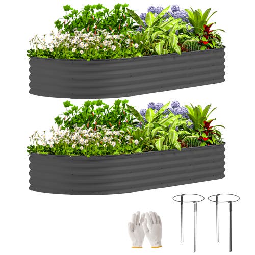 Outsunny Raised,Raised Beds for Gardening for Vegetables, Flowers Garden Bed in Dark Gray at Nordstrom