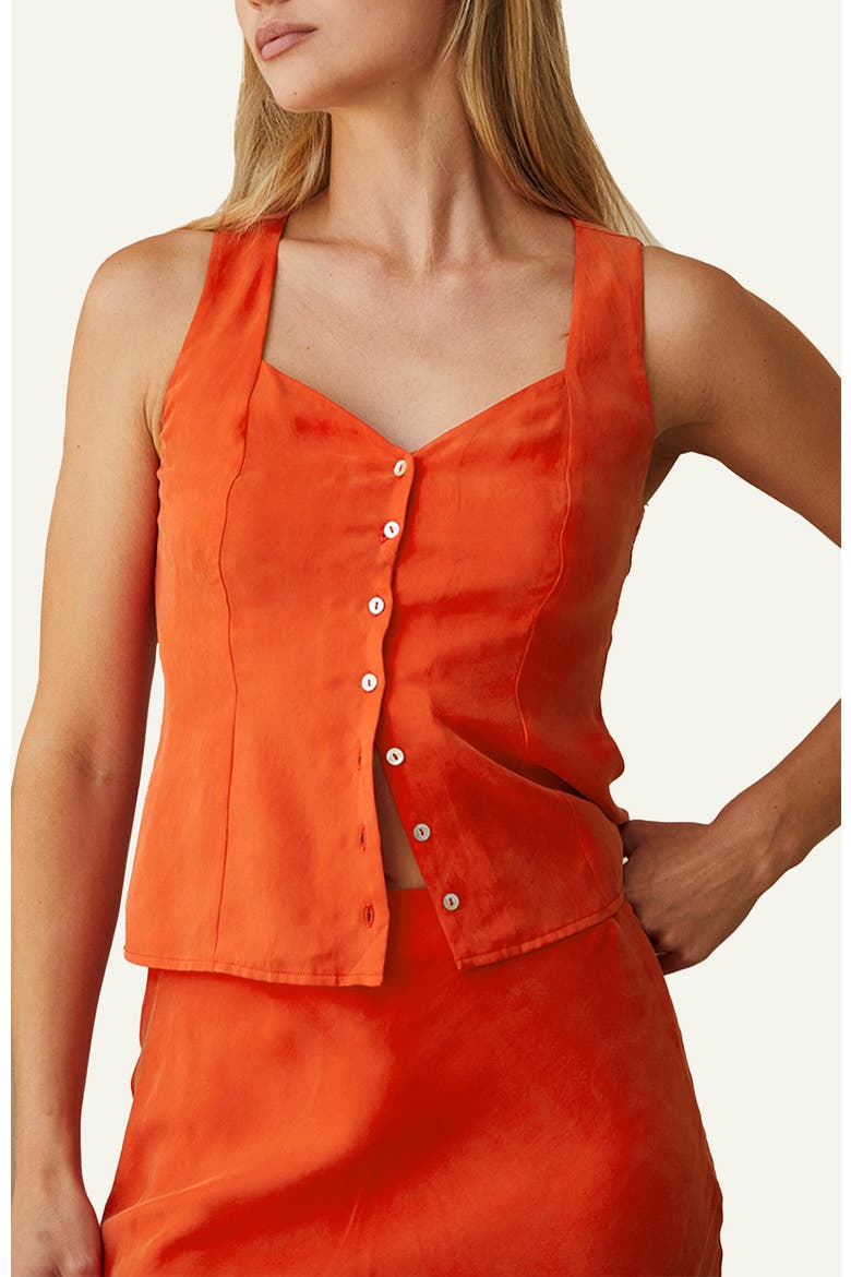 Sweetheart Cupro Top, Main, color, Poppy