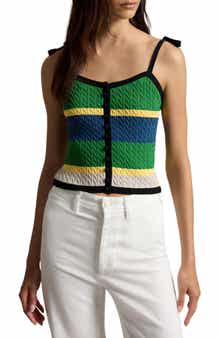 Stripe Cotton Blend Cable Sweater Camisole