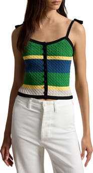 Polo Ralph Lauren Stripe Cotton Blend Cable Sweater Camisole