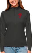 ANTIGUA Women's Antigua Charcoal Philadelphia Phillies Tribute Quarter-Zip Pullover Top