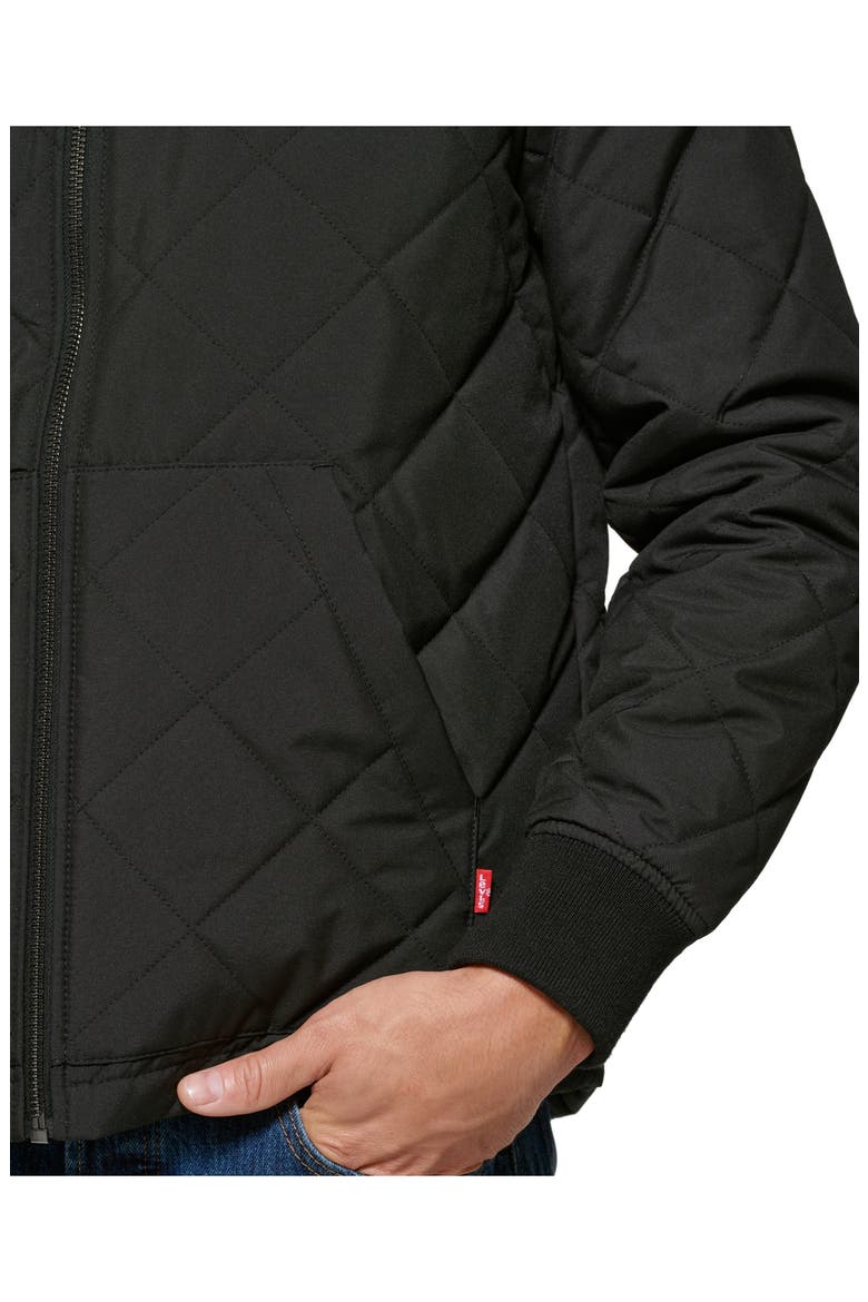 Diamond Quilted Bomber Jacket, Alternate, color, BLACK