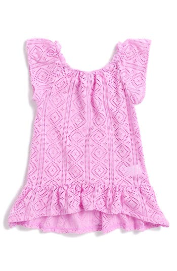 Shop Flapdoodles Kids' Stretch Eyelet Cover-up Dress In Violet