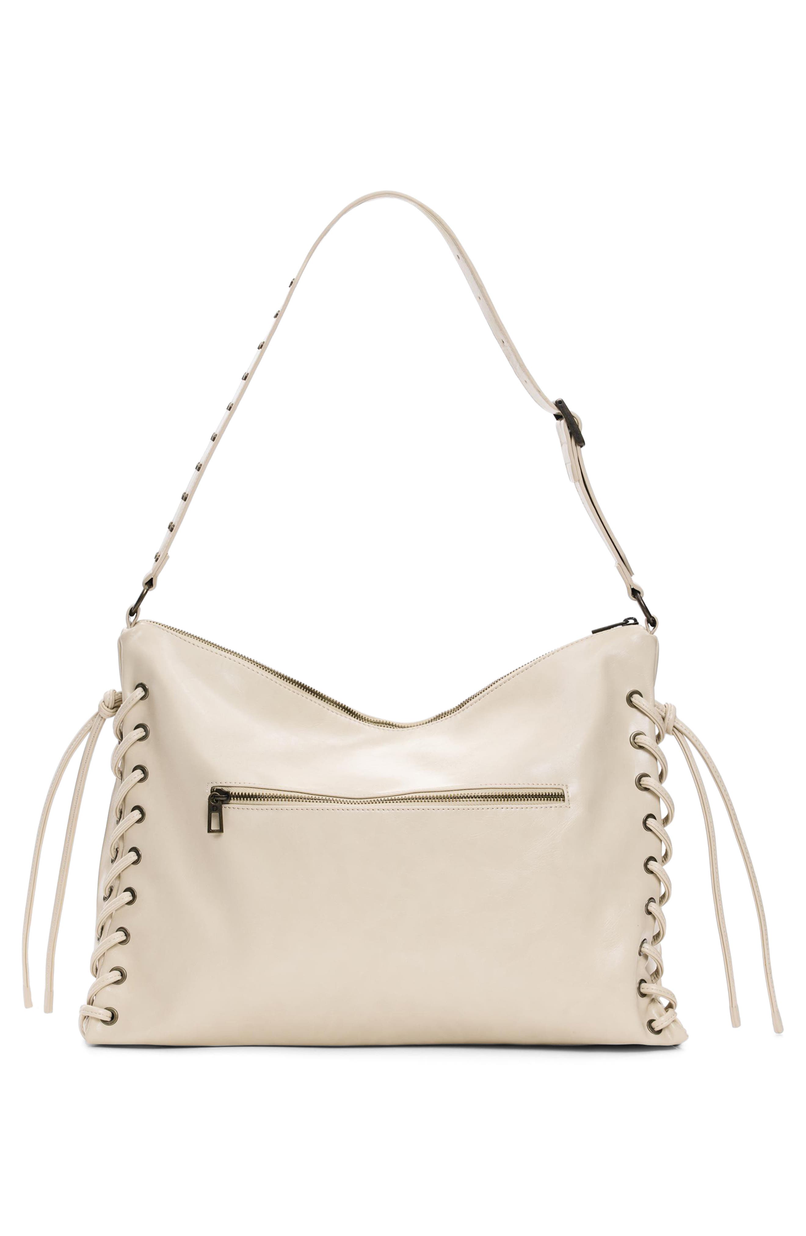Medium Faux Leather Shoulder Bag, Alternate, color, OFF WHITE