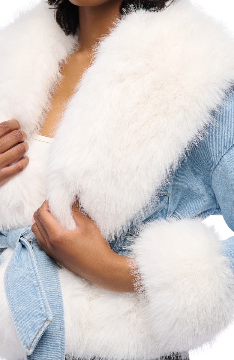 AZALEA WANG Lainey Denim & Faux Fur Jacket, Alternate, color, 