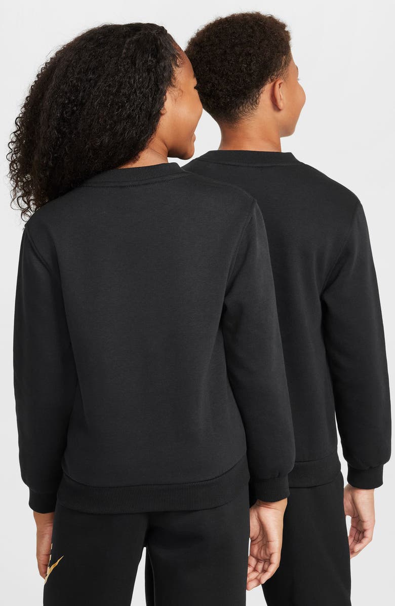 Nike Kids' Sportswear Club Fleece Sweatshirt, Alternate, color, Black/ Metallic Gold