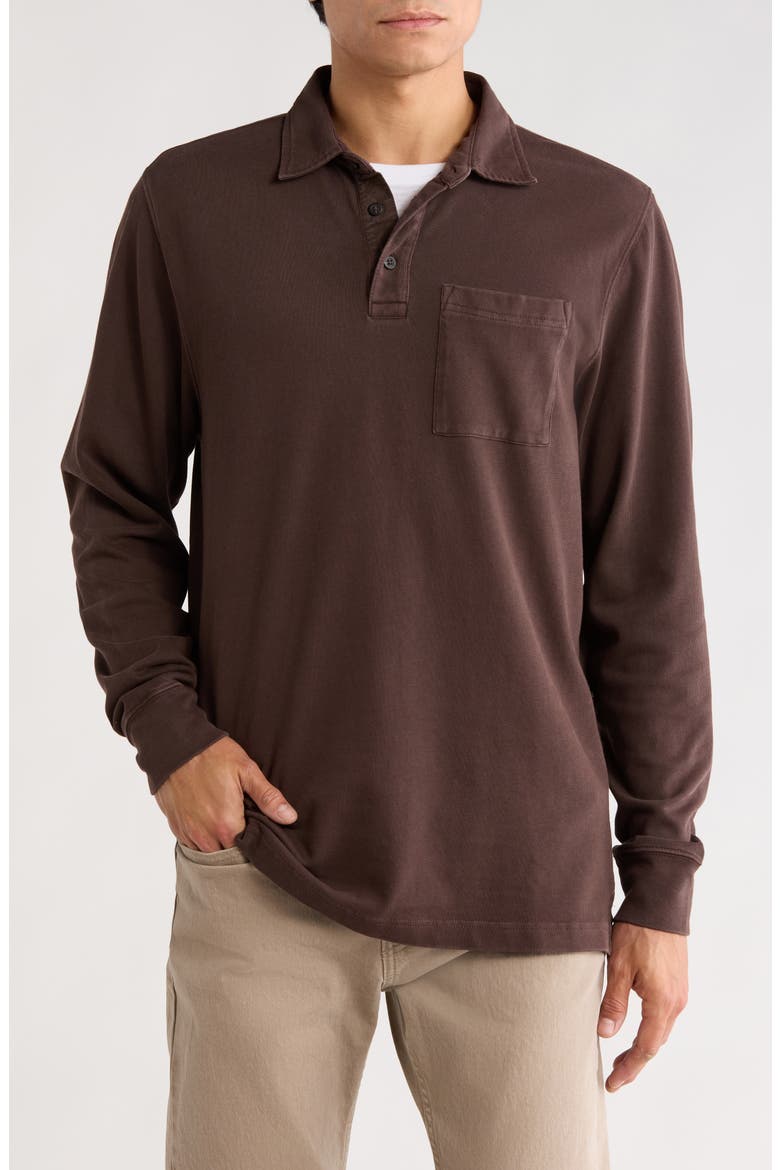 Long Sleeve Heavyweight Jersey Polo, Main, color, BROWN SEAL