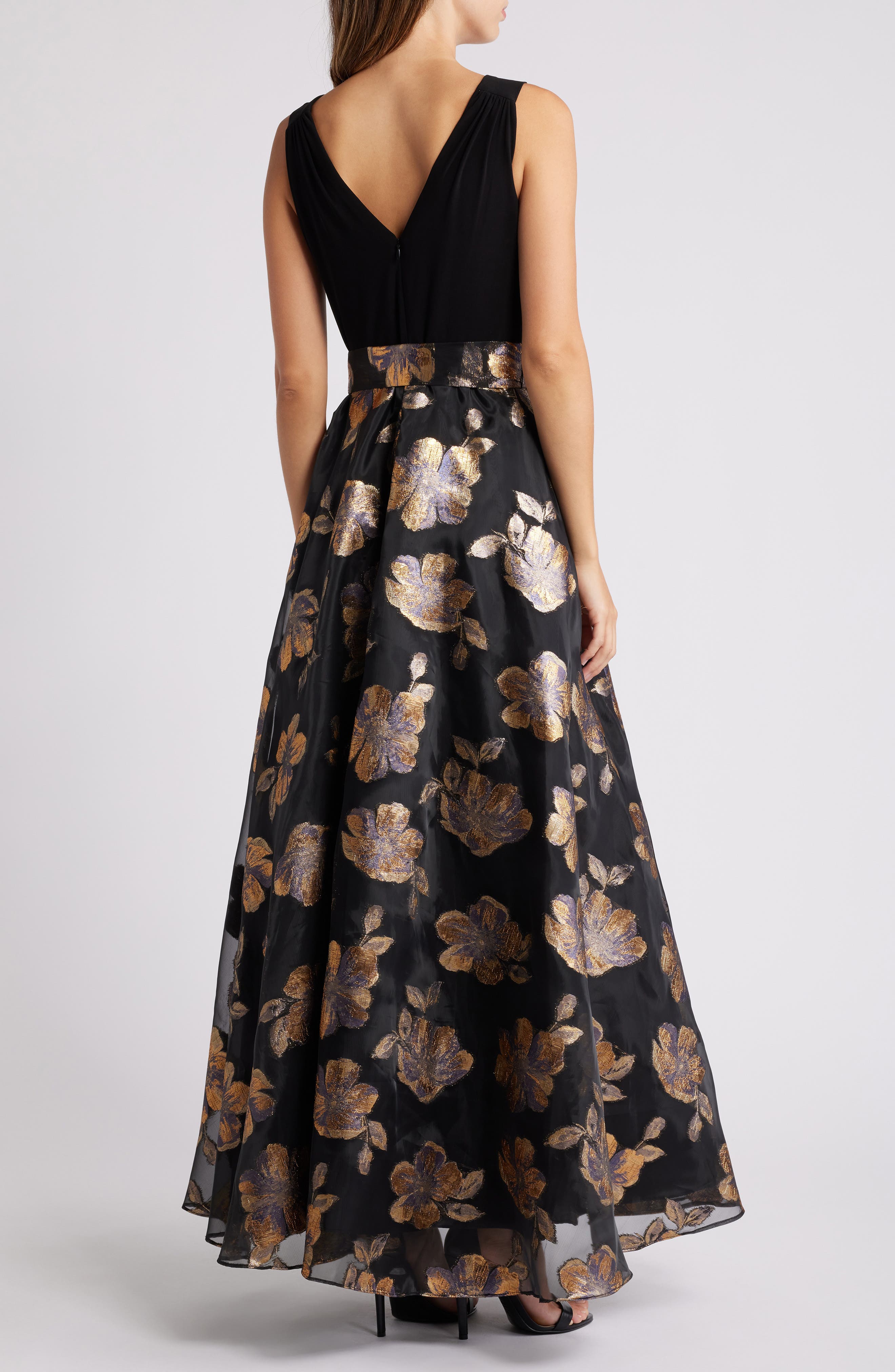 Floral Jacquard Faux Wrap Ballgown - image 2