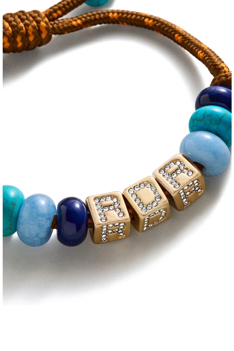 Block Letter Semi-Precious Bead Cord Bracelet, Alternate, color, BROWN