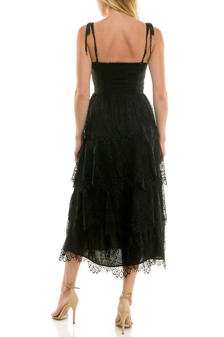 tiered lace midi dress Beige Crochet Tiered Lace Midi Dress PinkBlush