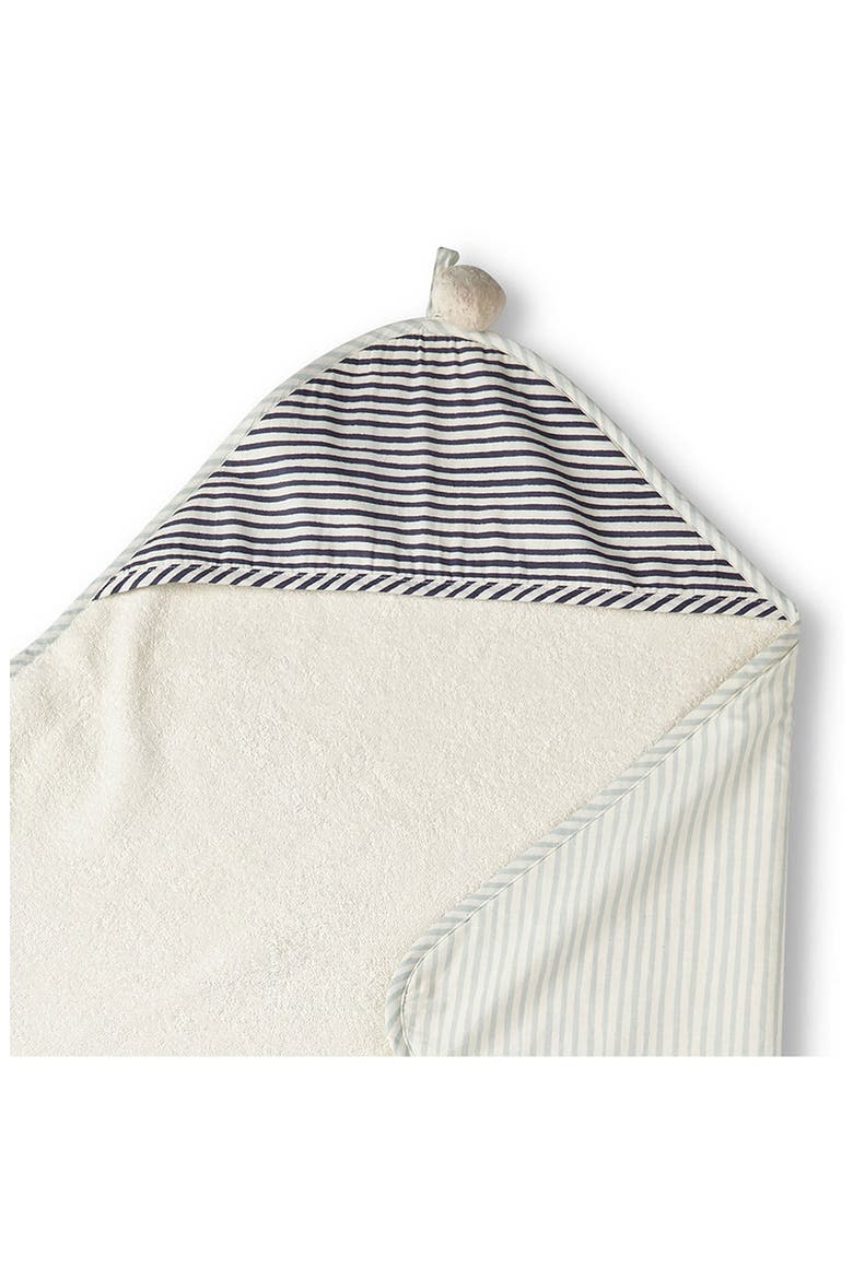 Organic Cotton Hooded Towel, Alternate, color, SEA/ INK