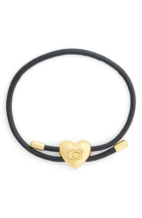 Heart Leather Slider Bracelet