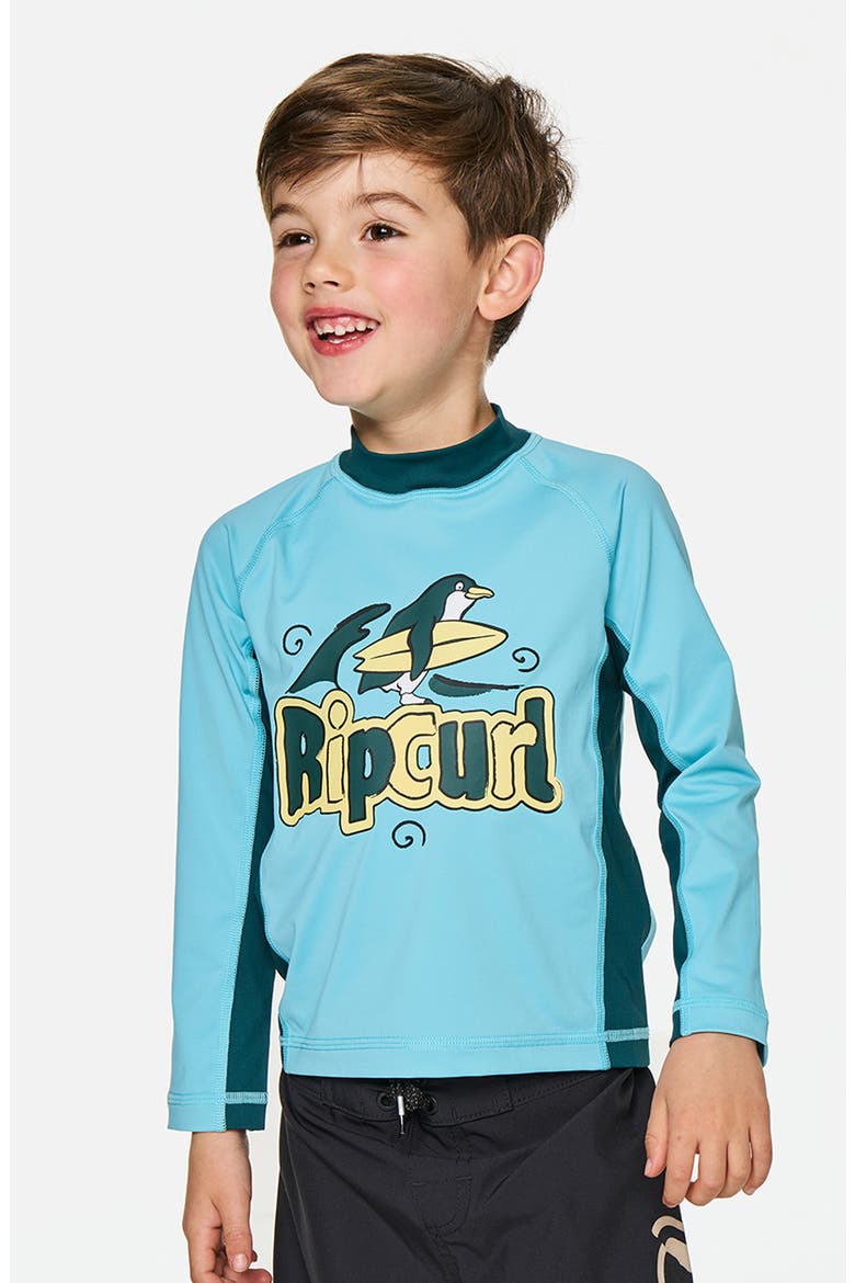 Kids' Paddle Out Art UPF 50+ Long Sleeve Rashguard, Alternate, color, WAVE POOL