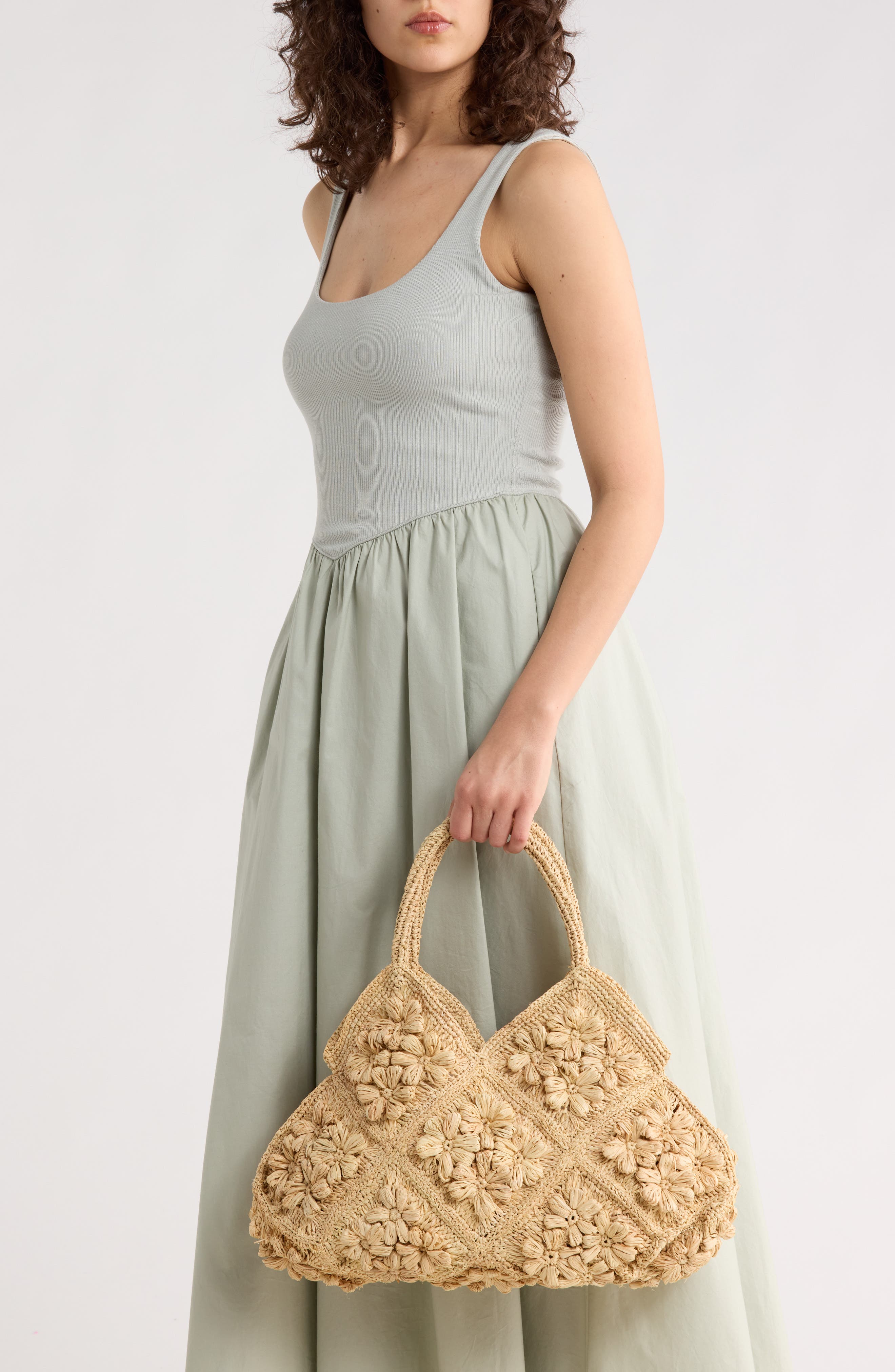 URBAN EXPRESSIONS HANDBAGS Straw Hobo Bag, Alternate, color, Natural