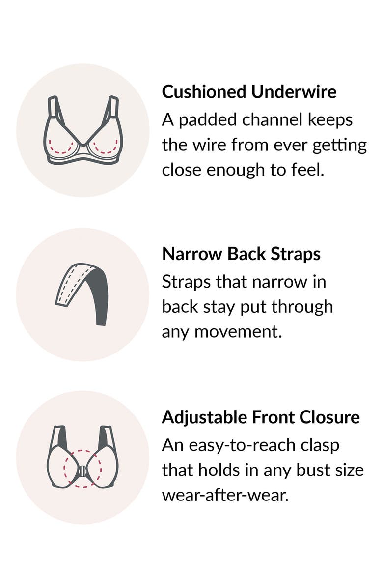 Glamorise WonderWire<sup>®</sup> Front Close Lacy T-Back Underwire Bra, Alternate, color, Black