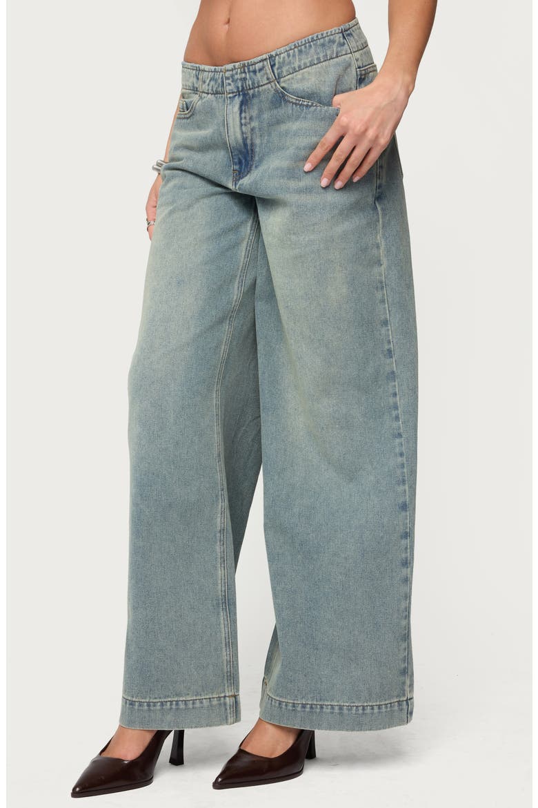 Saffie Low Rise No Waistband Wide Leg Jeans, Alternate, color, BLUE-VINTAGE-WASHED