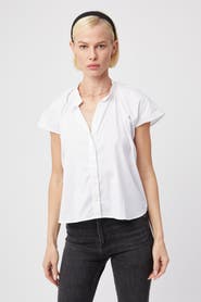 The Shirt by Rochelle Behrens The Flutter Shoulder Short Sleeve Shirt