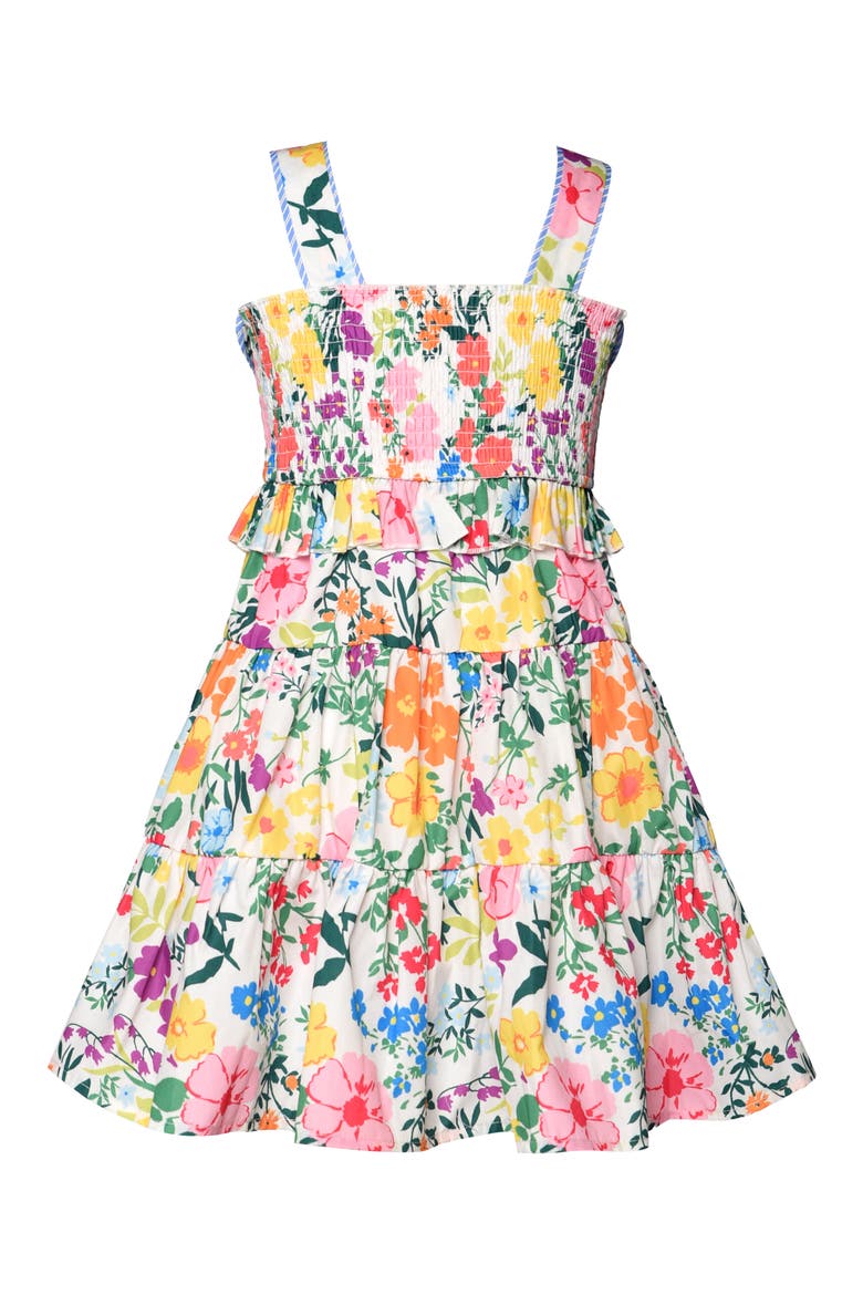 Kids' Bow Print Tiered Dress, Alternate, color, IVORY
