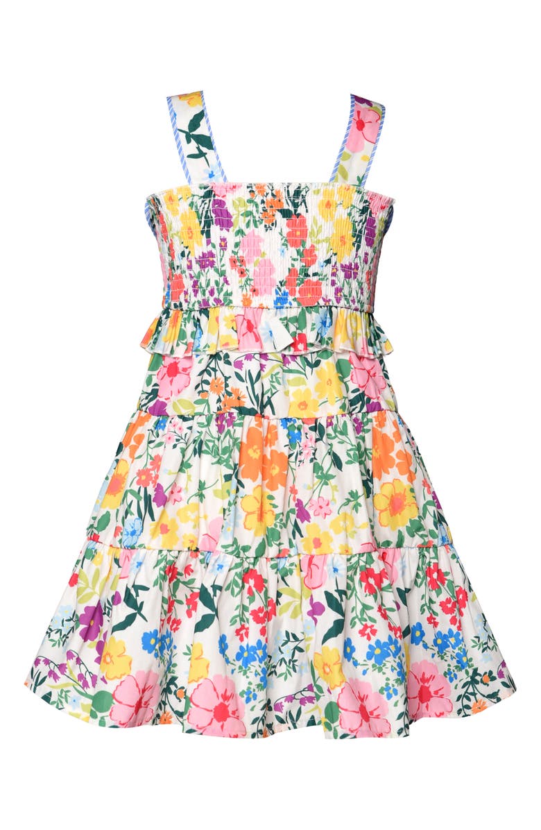 Truly Me Kids' Bow Print Tiered Dress, Alternate, color, Ivory