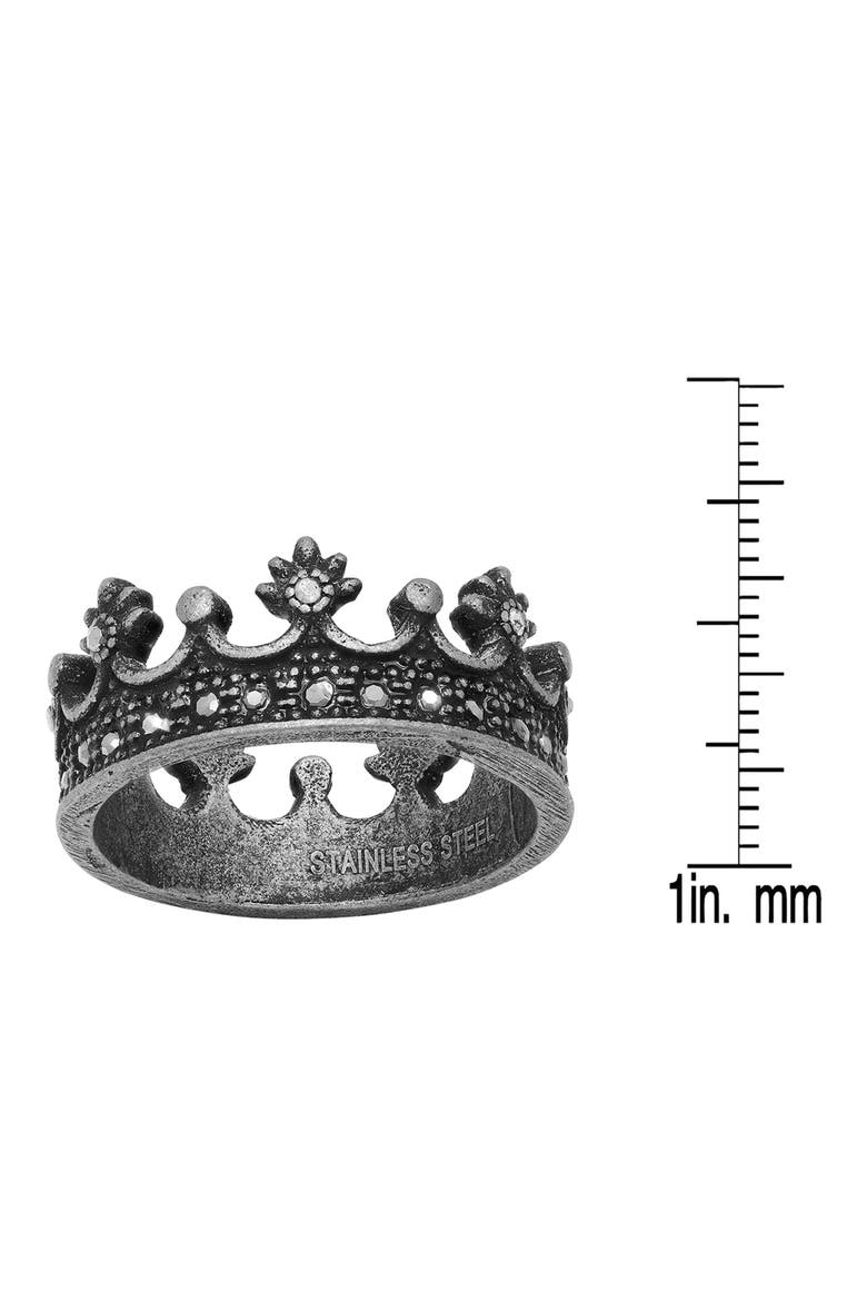 Men's Black Ion Plated Stainless Steel Crown Ring, Alternate, color, BLACK