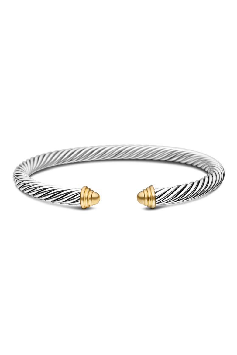 Classic Cable Bracelet in Sterling Silver with 14K Yellow Gold Domes, 5mm, Alternate, color, TWO TONE
