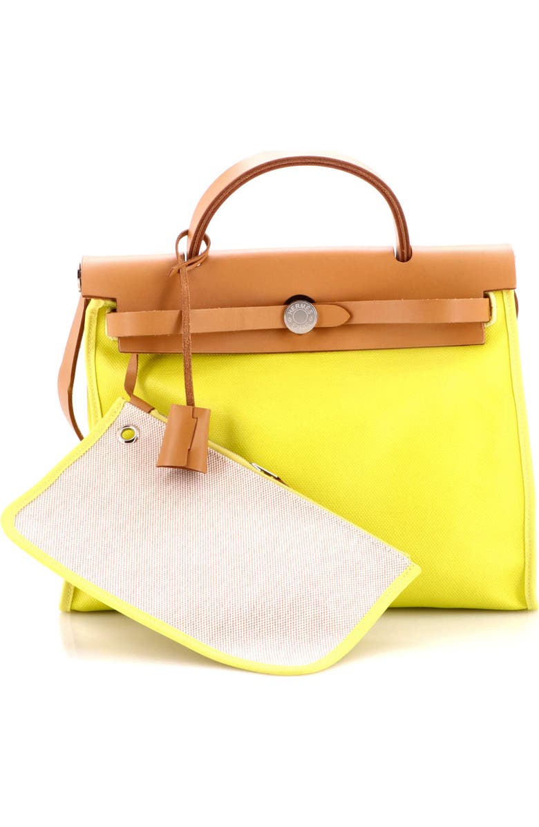 Pre-Owned Hermes Herbag Zip Berline Vache Canvas and Leather 31, Alternate, color, Lime