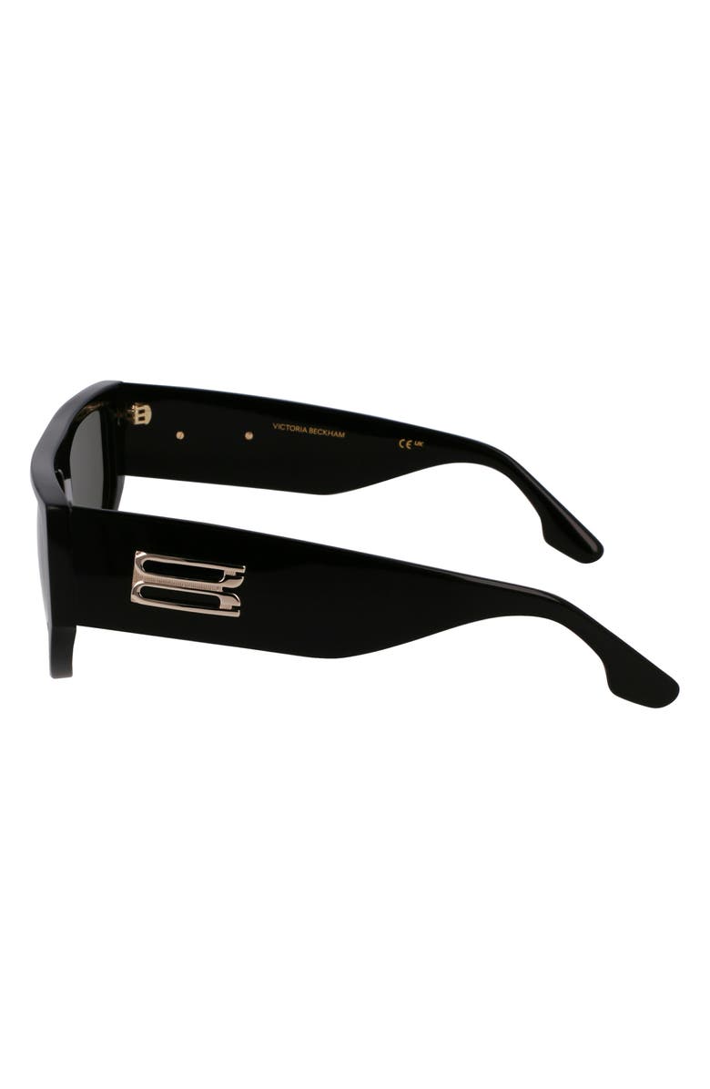 Victoria Beckham B-Buckle 55mm Modified Rectangular Sunglasses, Alternate, color, Black