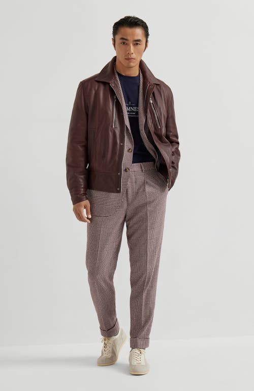Brunello Cucinelli Zip-fastening Leather Jacket In Burgundy