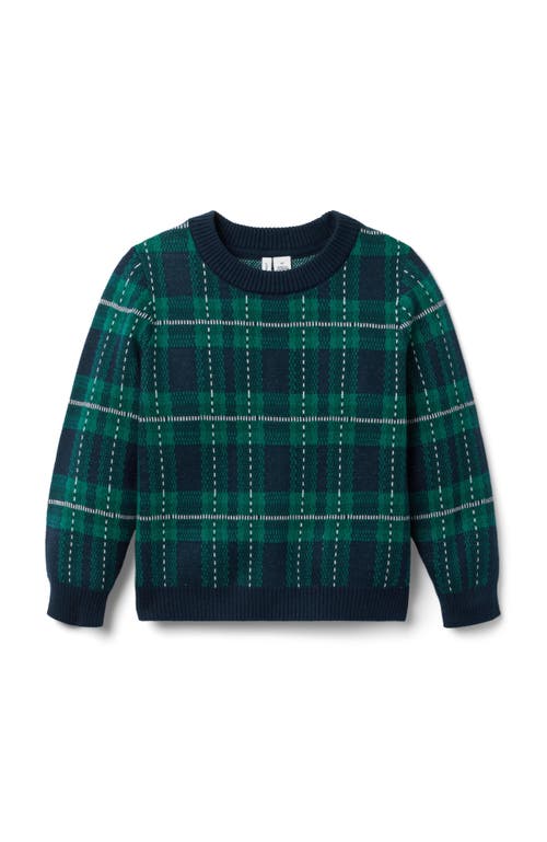 Janie And Jack The Holiday Tartan Sweater In Green