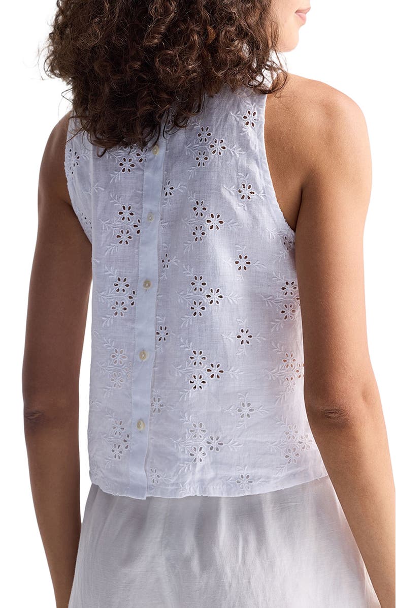 Reistor Button Back Embroidered Crop Top, Alternate, color, Coconut White