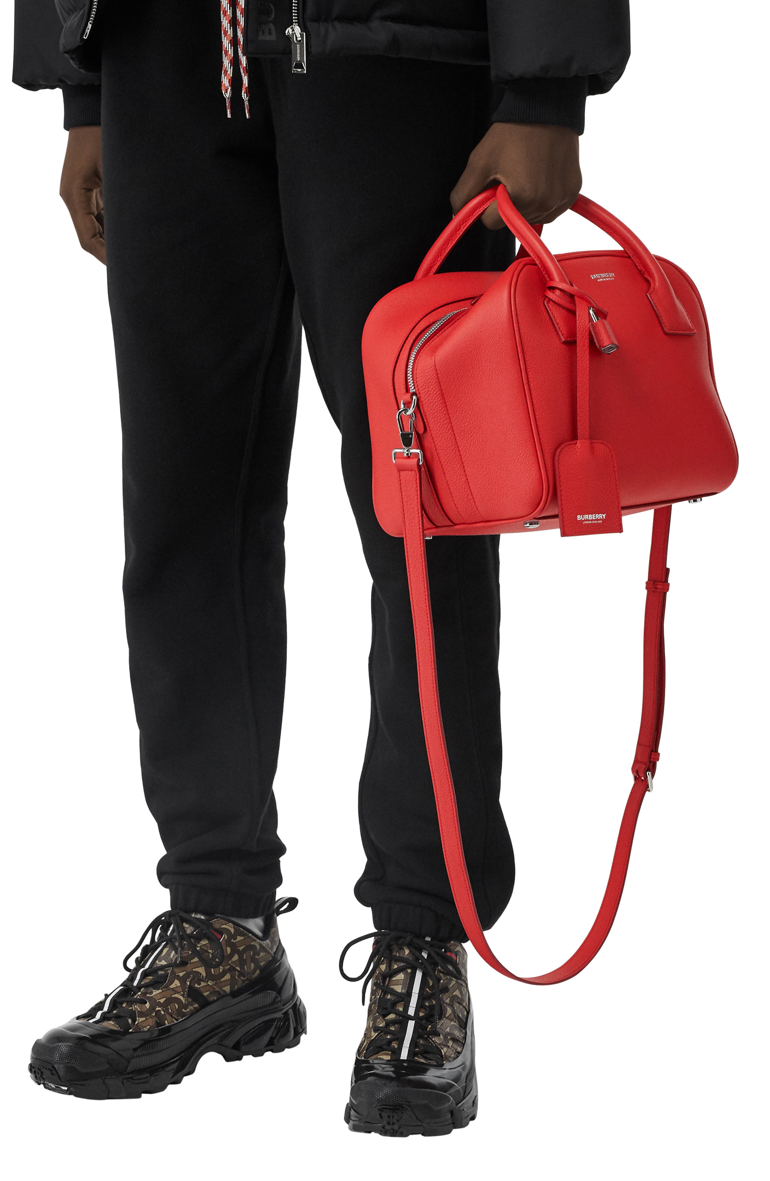 Burberry Small Cube Leather Satchel, Alternate, color, 