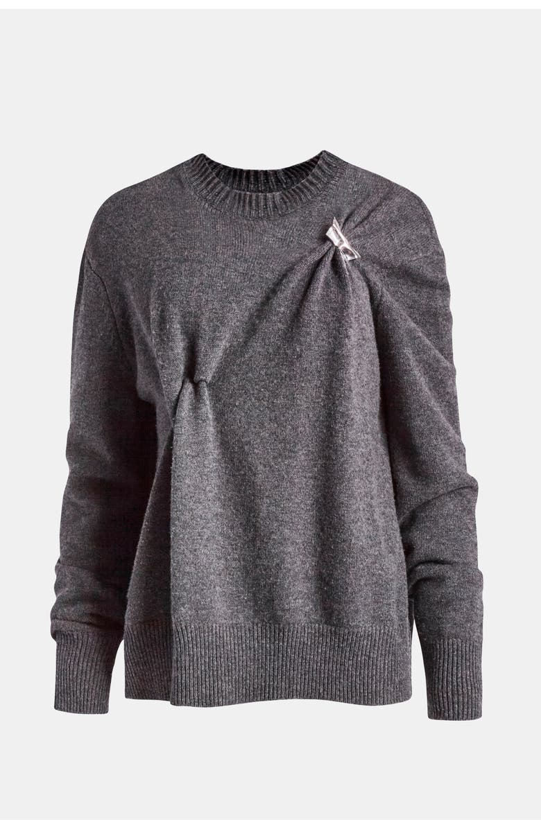 KATE BARTON Double Pinch A-Line Jersey Dress with Brooches, Alternate, color, Black