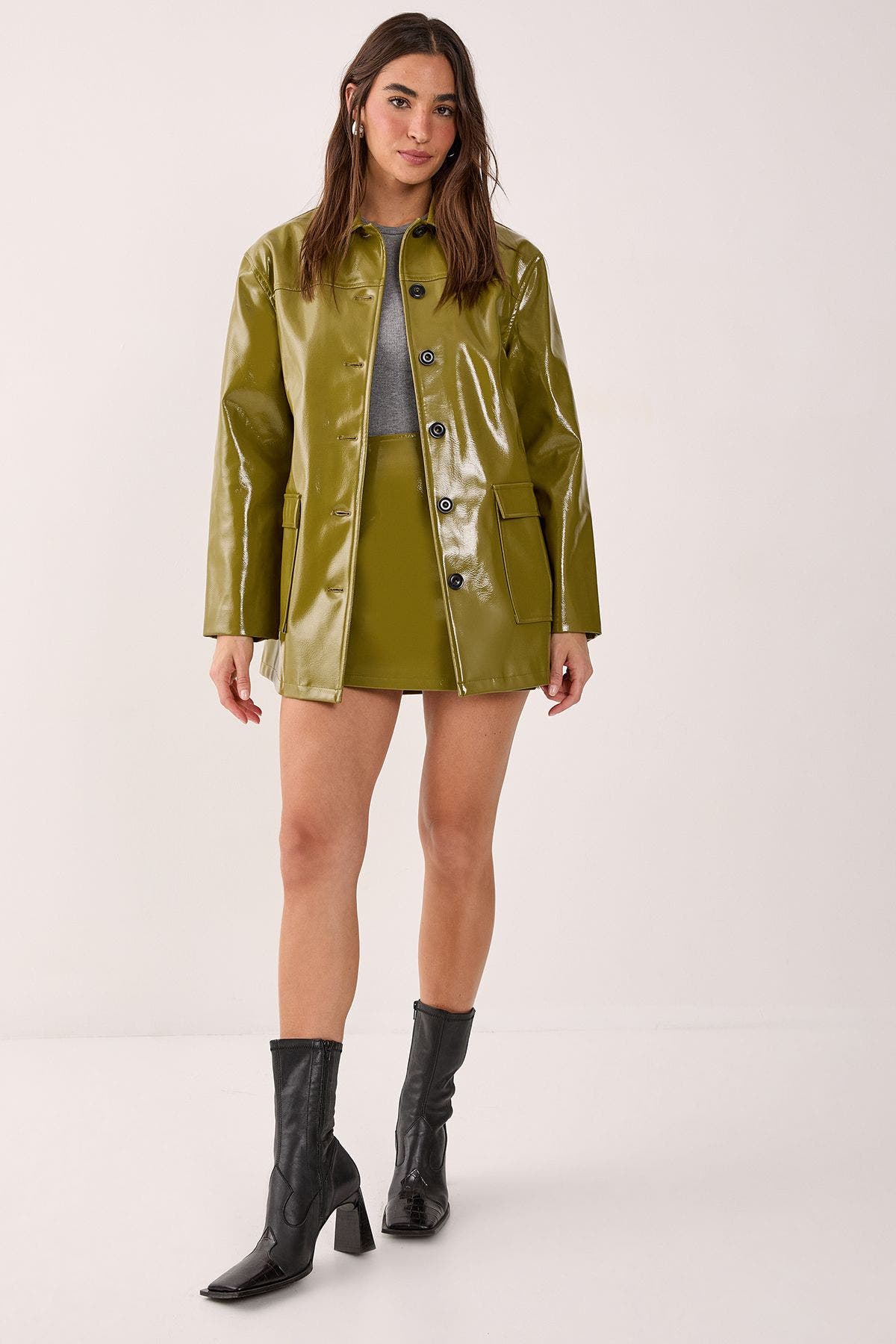 Vinyl High Clean Longline Jacket - image 2