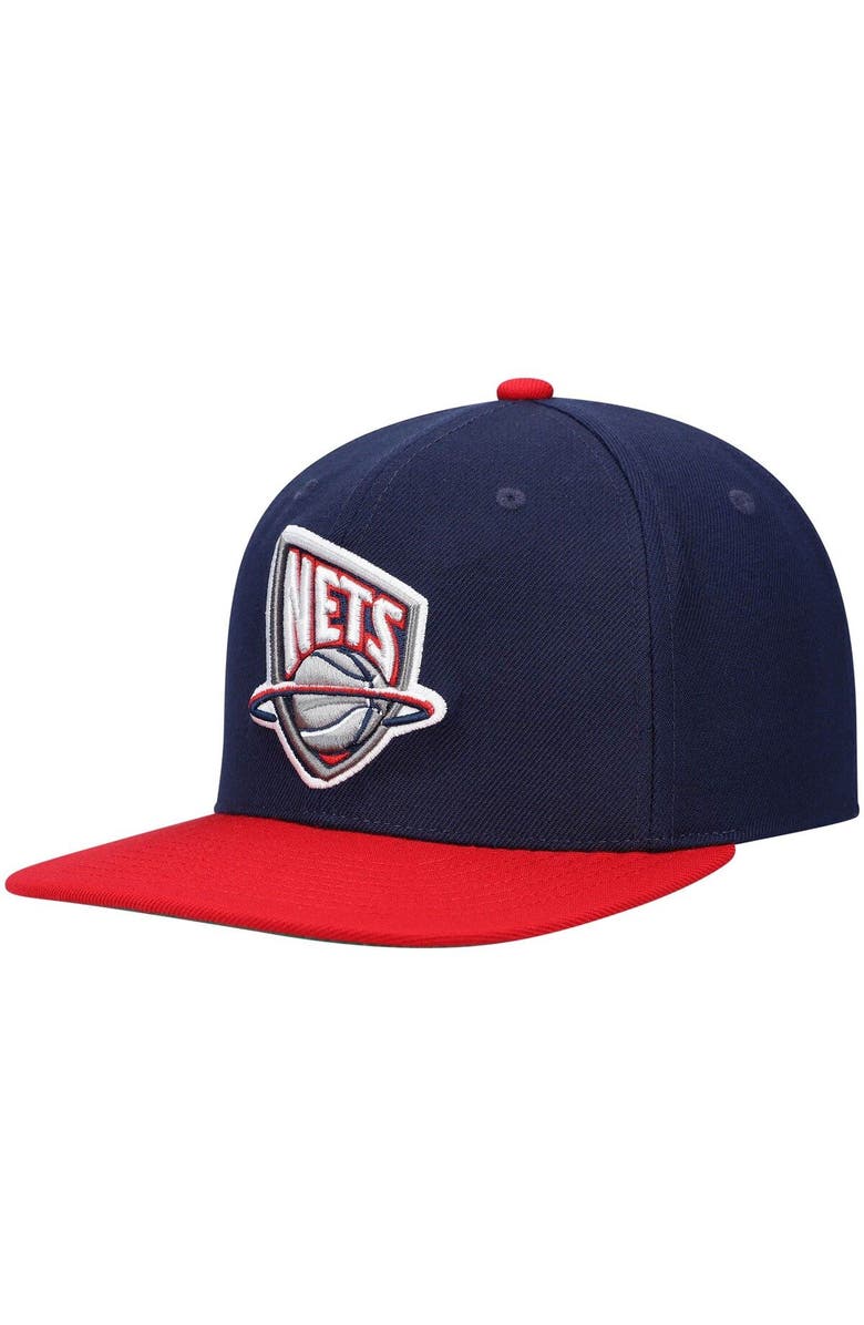 Mitchell & Ness Men's Mitchell & Ness Navy/Red New Jersey Nets Hardwood Classics Team Two-Tone 2.0 Snapback Hat, Main, color, Navy