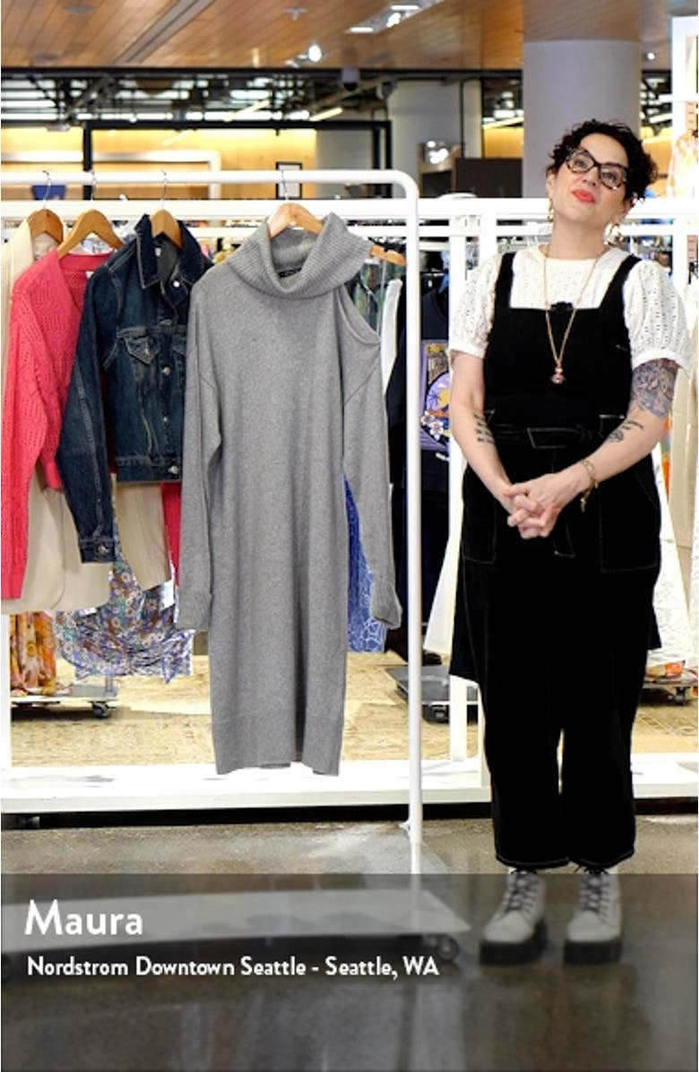 Single Cold Shoulder Turtleneck Cotton Blend Sweater Minidress, sales video thumbnail