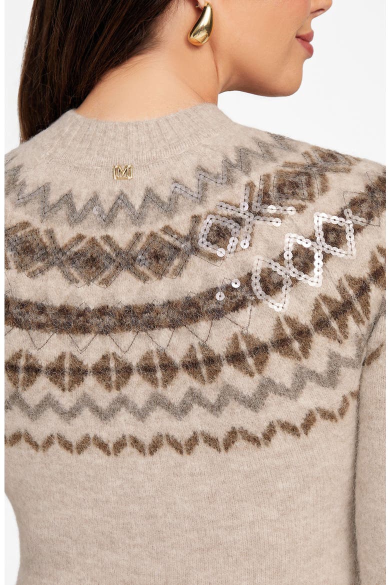 Akila Jacquard Detail Long Sleeve Sweater Dress, Alternate, color, BEIGE MULTI
