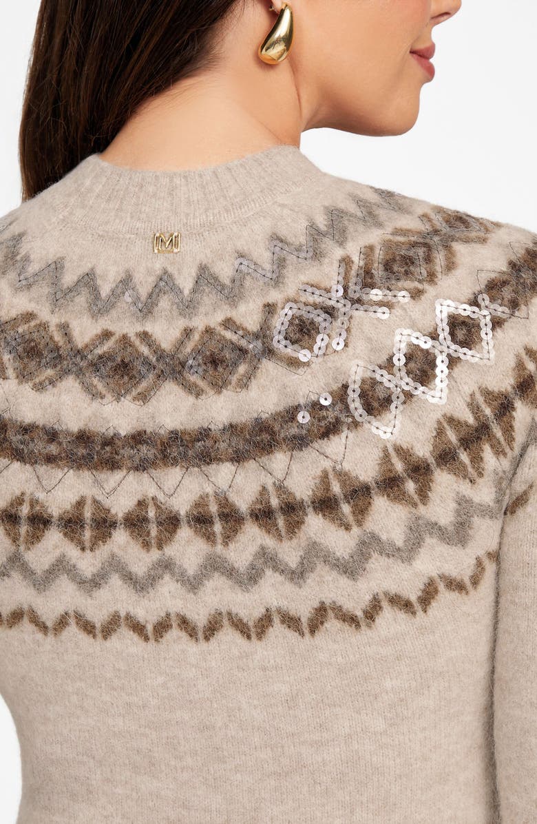 Marciano Akila Jacquard Detail Long Sleeve Sweater Dress, Alternate, color, Beige Multi