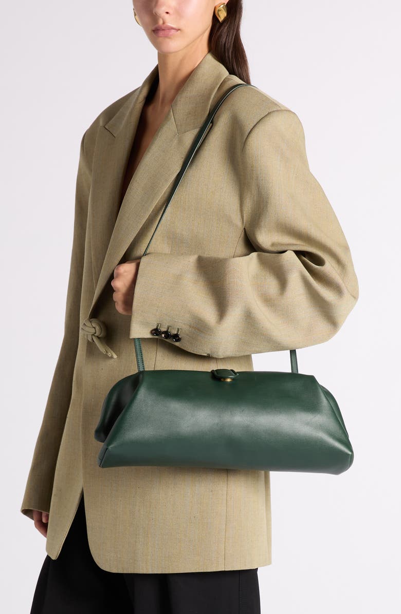 Bottega Veneta Leather East/West Clutch, Alternate, color, 3270 Alpi Green-Brass