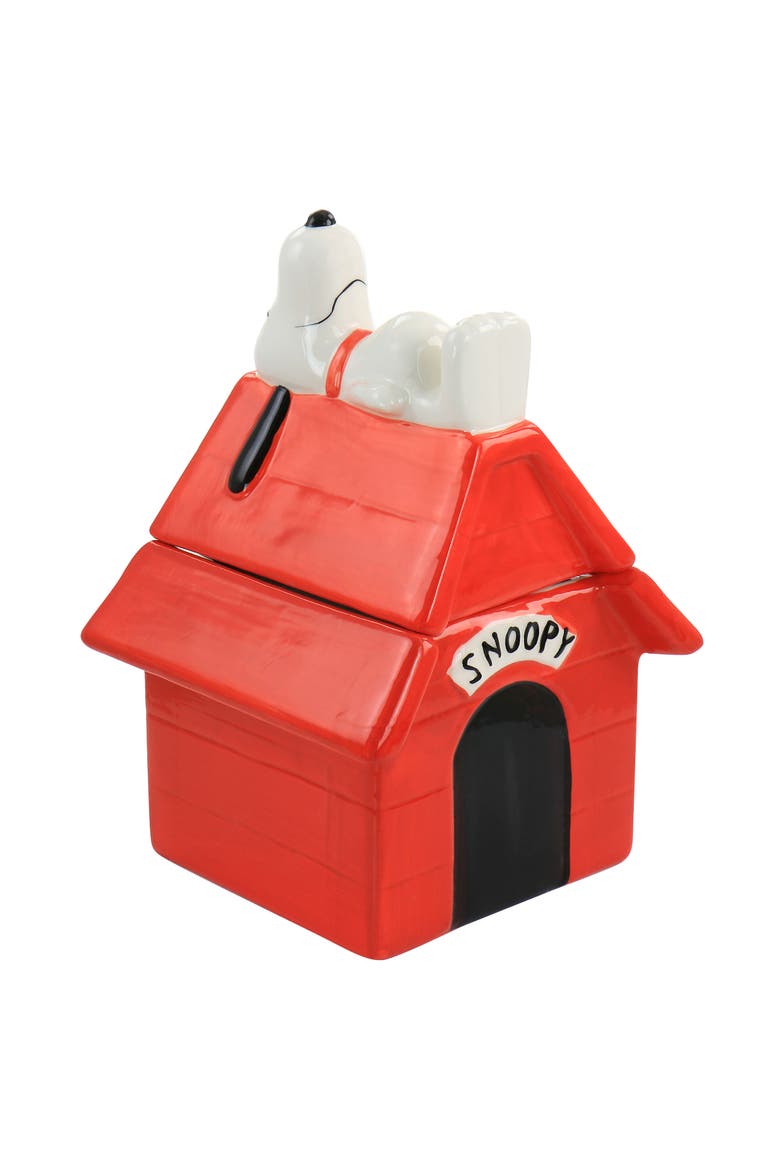Classic Snoopy Dog House Durastone 11.2in Cooke Jar, Main, color, Red