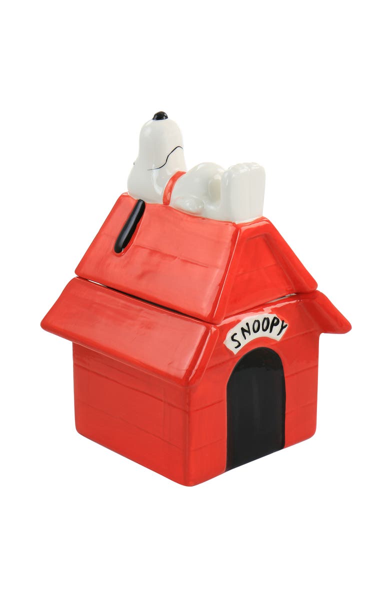 Gibson Classic Snoopy Dog House Durastone 11.2in Cooke Jar, Main, color, Red