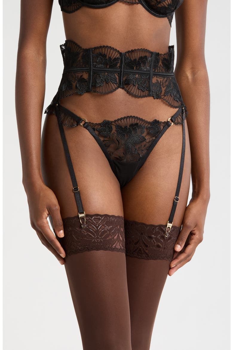 Gabriella Waspie Suspender Belt with Detachable Suspenders, Main, color, BLACK
