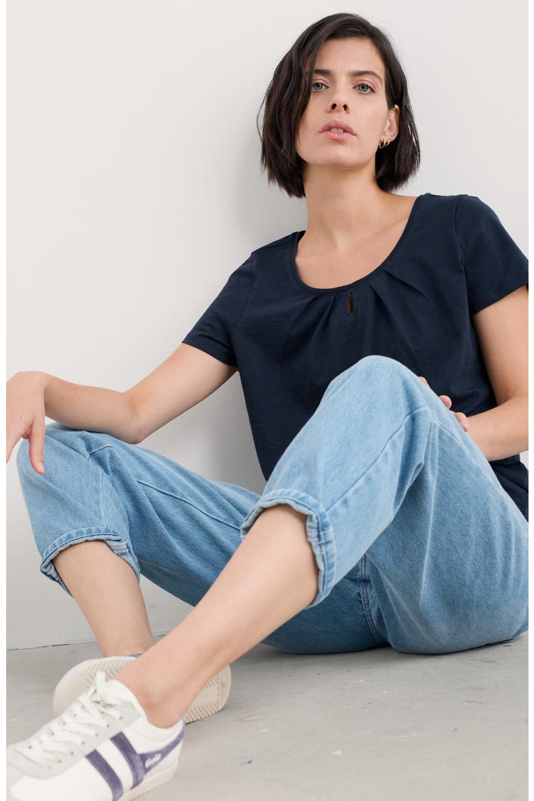 Appletree Keyhole Organic Cotton T-Shirt, Alternate, color, MARITIME