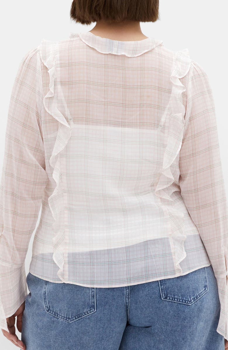 City Chic Sweet Nothings Ruffle Top, Alternate, color, Mini Check