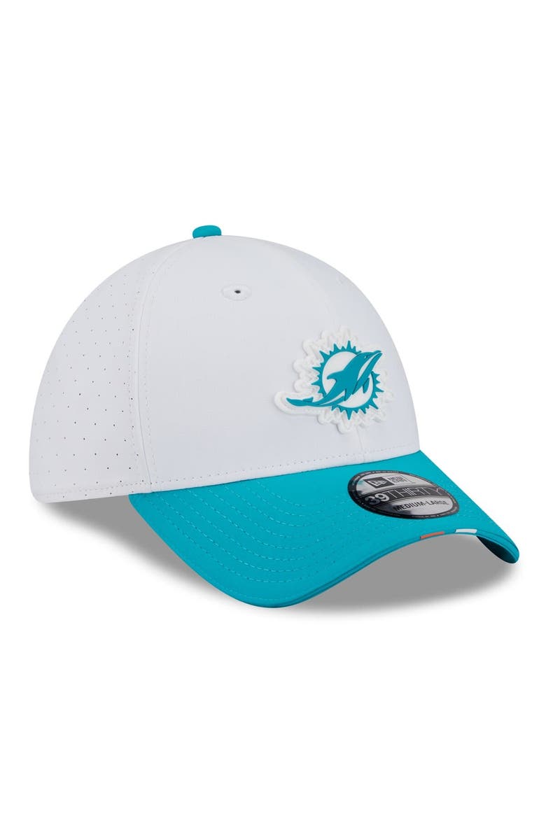 New Era Men's New Era White/Aqua Miami Dolphins 2025 NFL Training Camp 39THIRTY Flex Hat, Alternate, color, White
