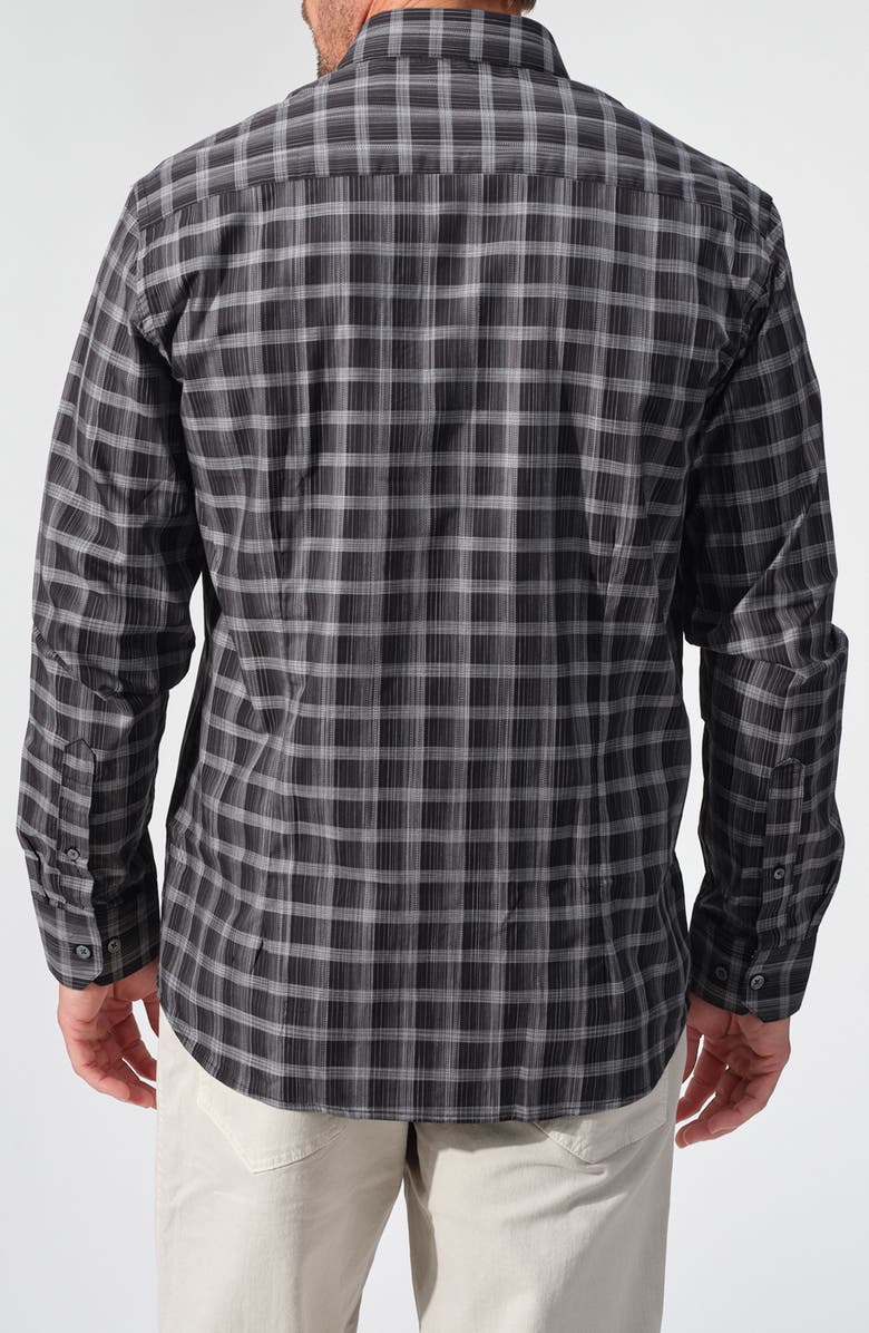 STUDIO GARNET LOS ANGELES Space Dyed Plaid Button-Up Shirt, Alternate, color, Black