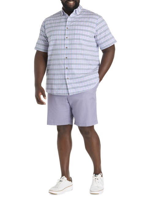 Oak Hill By Dxl Big & Tall  Seersucker Large Plaid Sport Shirt
