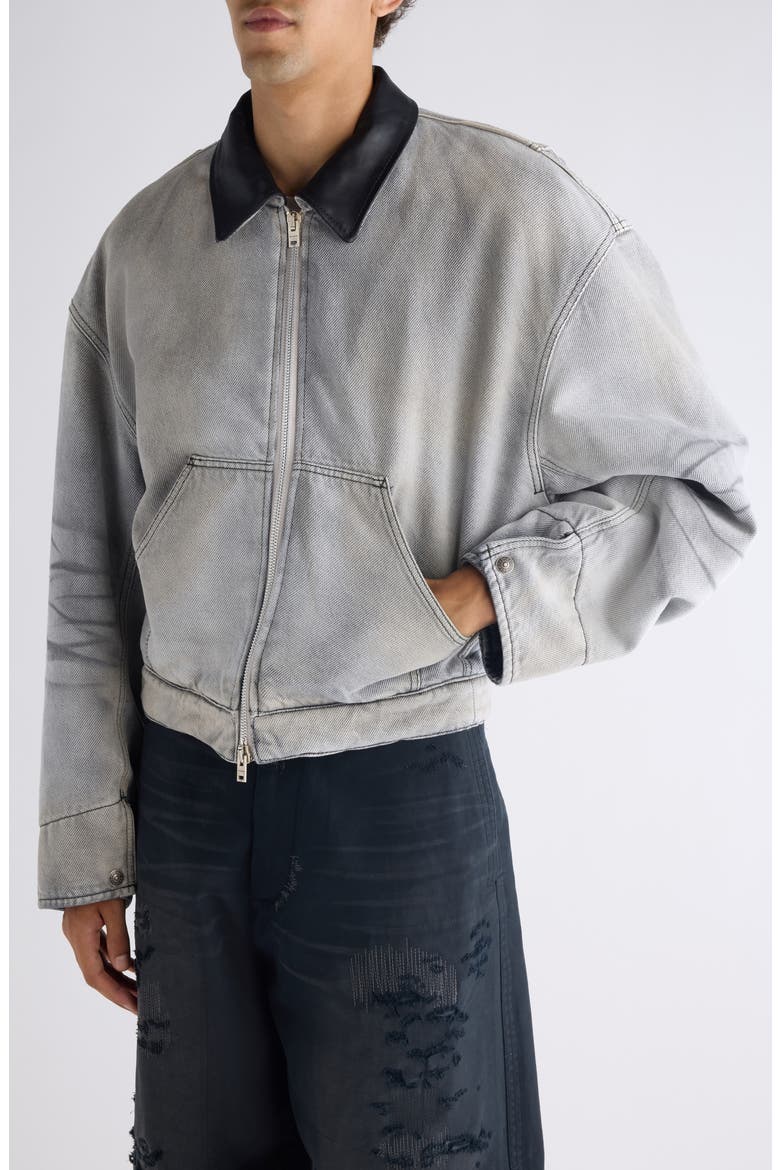 Ohniev Sulphur Fade Denim Jacket, Alternate, color, WHITE/ BLACK